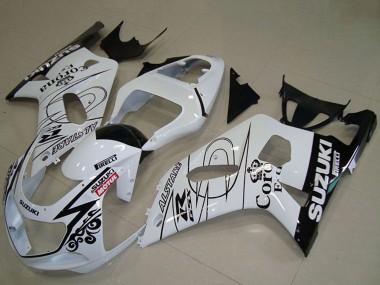2001-2003 Suzuki GSXR 750 Motorcycle Fairings - White Black Alstare Corona Extra Motul Australia for Sale