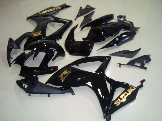 2006-2007 Suzuki GSXR 750 Motorcycle Fairings - Glossy Black Gold Decal Australia for Sale