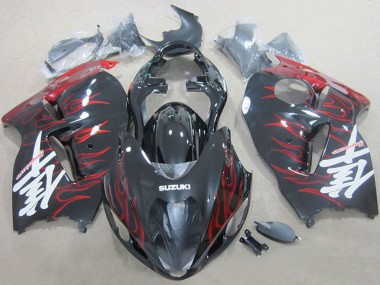 1996-2007 Suzuki GSXR 1300 Hayabusa Motorcycle Fairings - Black Red Flame Australia for Sale
