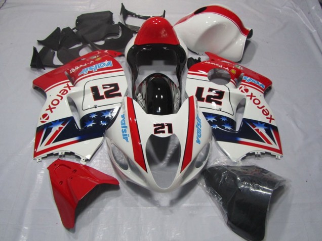 1996-2007 Suzuki GSXR 1300 Hayabusa Motorcycle Fairings - White Red Blue Xerox 21 Australia for Sale