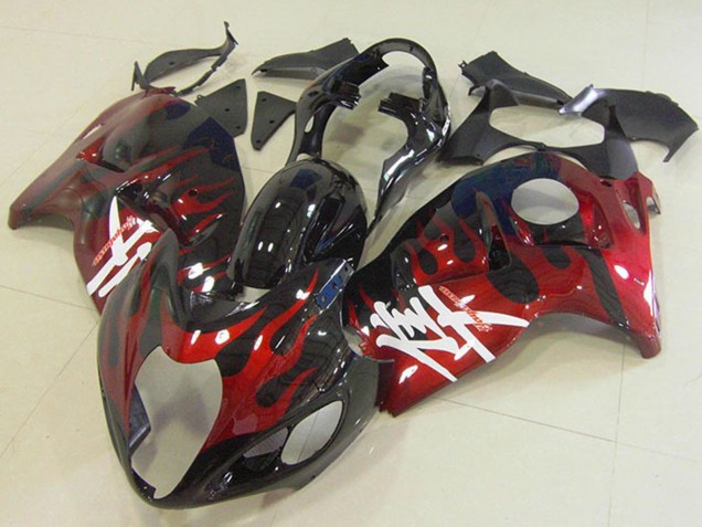1996-2007 Suzuki GSXR 1300 Hayabusa Motorcycle Fairings - Glossy Black Red Flame Australia for Sale