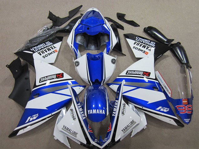 2012-2014 Yamaha YZF R1 Motorcycle Fairings - White Blue Black Pizzoli ENEOS Yamalube Semakin Didepan Australia for Sale