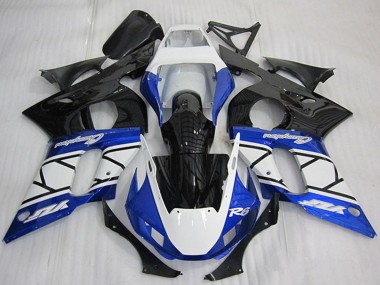 1998-2002 Yamaha YZF R6 Motorcycle Fairing - White Blue Glossy Black Champions Australia for Sale